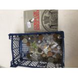 A SMALL BLUE CRATE OF COINS C