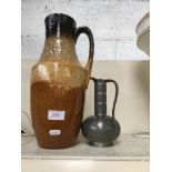 A WEST GERMAN VASE AND A PEWTER JUG H5