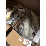 2 BOXES OF R/C PLANE/ HELICOPTER BODY PARTS & CARBON FIBRE PARTS