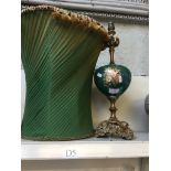 FLORAL AND GREEN LAMP WITH GREEN SHADE