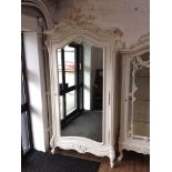 A LAURA ASHLEY ORNATE WHITE MIRROR DOOR WARDROBE H237CM W110CM D59CM