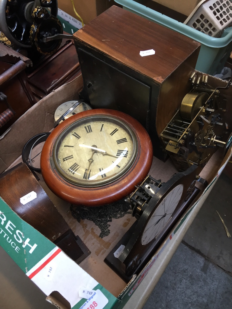 BOX OF VARIOUS CLOCKS T1