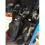 4 GOLF BAGS AND CLUBS, OTHER CLUBS AND A TROLLEY