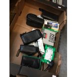 BOX OF CAMERAS & HILL BILLY GOLF BATTERY CHARGER