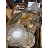 2 BOXES OF GLASSWARE & POTTERY