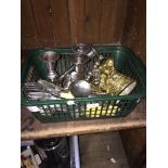 SMALL BASKET OF EPNS AND BRASS