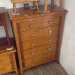 A MODERN CHERRY WOOD CHEST OF DRAWERS W90CM D48CM H118CM