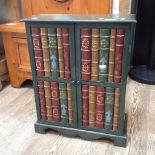 A SMALL CABINET WITH IMITATION BOOKS W44CM D 19CM H54CM