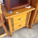 A MODERN CHERRY WOOD BEDSIDE CHEST OF TWO DRAWERS W55CM D 45CM H61CM