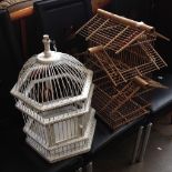 TWO WOODEN BIRD CAGES H51CM EACH