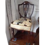 A LATE VICTORIAN INLAID MAHOGANY CHAIR WITH PATCHWORK UPHOLSTERED SEAT H89CM