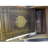 TWO BOXES OF BOOKS INCLUDING 19TH CENTURY WELSH BIBLE T3