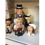 TWO DOULTON AND THREE OTHER CHARACTER JUGS