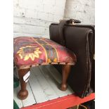 FOOTSTOOL & LEATHER BRIEFCASE