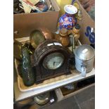 BOX WITH CLOCK, STONEWARE ETC. T3