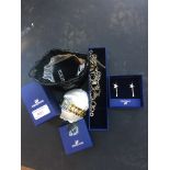 SWAROVSKI BOXED JEWELLERY AND A LADIES GUESS WRISTWATCH