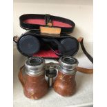 LEATHER CASE BINOCULARS AND SOME OPERA GLASSES