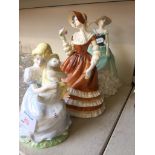 DOULTON FIGURE AND TWO COALPORT FIGURES