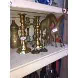 BRASSWARE AND ONYX CANDLE STICKS, ETC L4