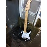 FENDER SQUIRE STRATOCASTER ELECTRIC GUITAR AND AN AMP