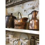 COPPER COAL BUCKETS AND JUG M5