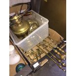 A BOX OF MIXED BRASSWARE 4