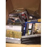 BOX OF DVDS AND CDS