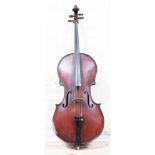 A 19th century German cello with hard case and two bows.