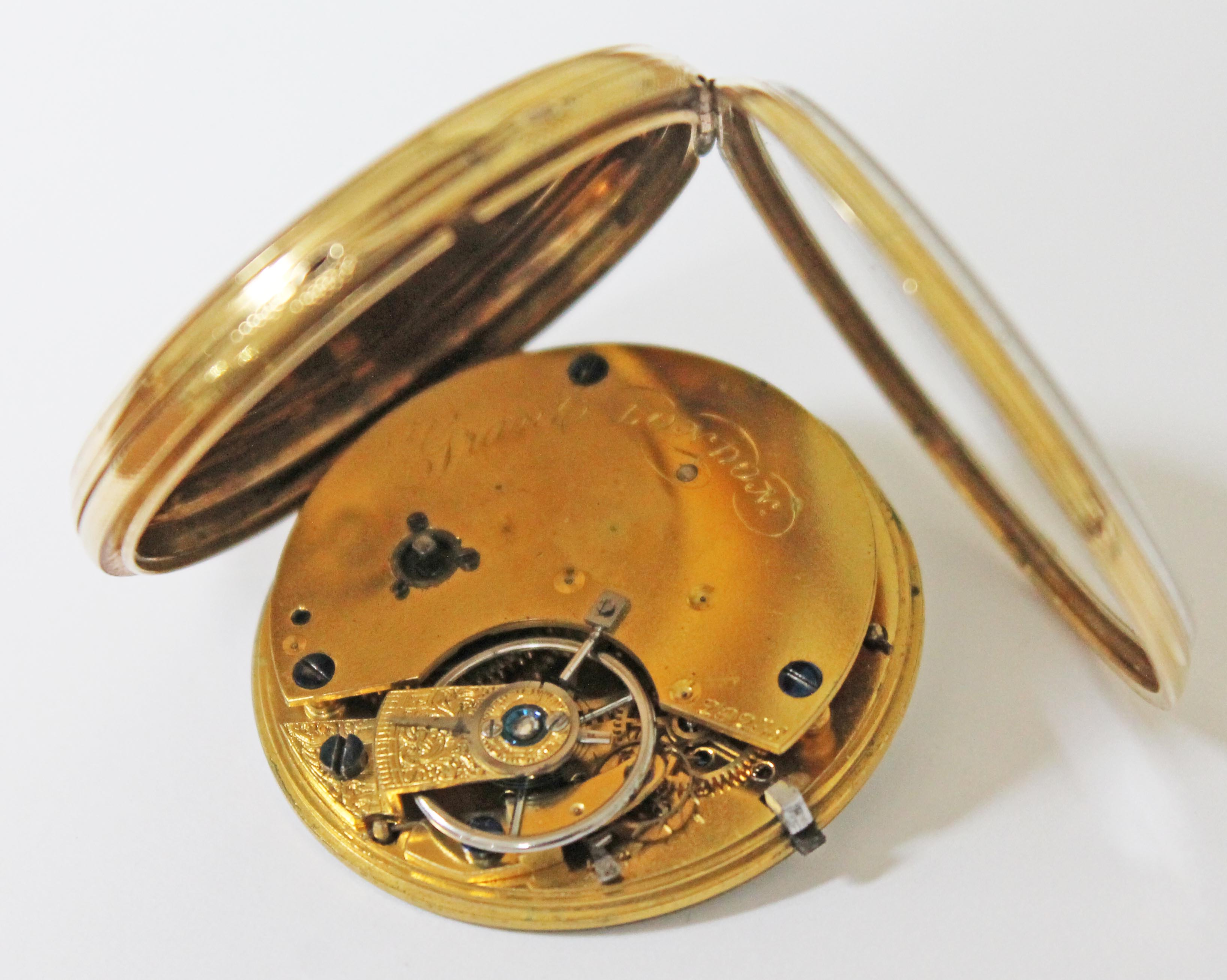 An early Victorian 18ct gold pocket watch with open face pocket watch, enamel dial with Roman - Image 4 of 7