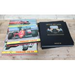 Three Ferrari books and Franco Maria Ricci Divine Bugatti.