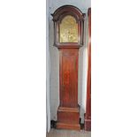 A Georgian 18th Century longcase clock, the brass dial with rolling moon and calendar dial,