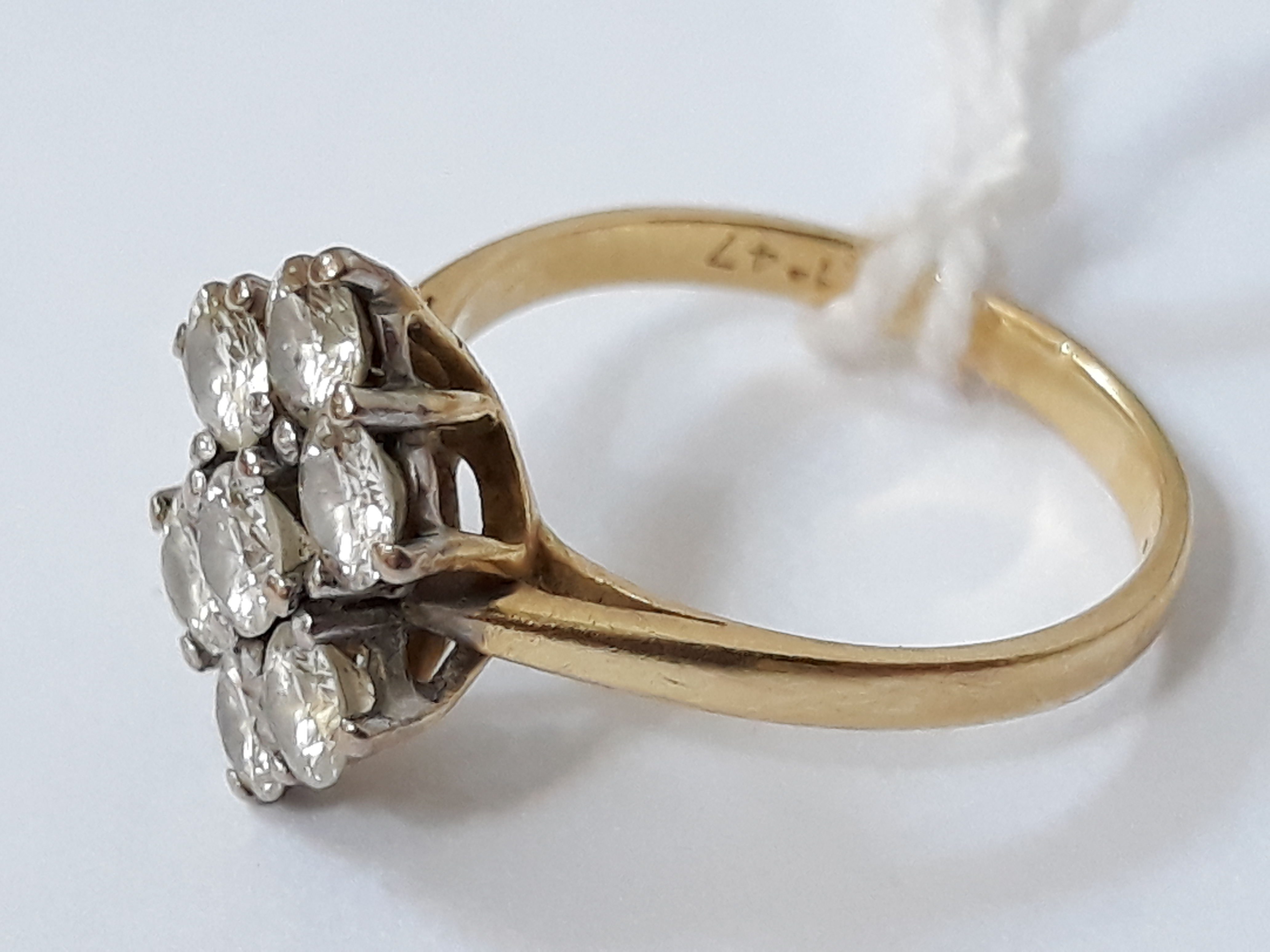 A seven stone diamond ring, total approx. diamond weight 1.40 carats, band hallmarked 18ct gold, - Image 6 of 11