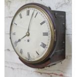 An early 19th Century single fusee wall clock with painted convex dial