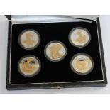 2006 Britannia Golden Silhouette Collection five silver proof coin set, boxed with certificate.