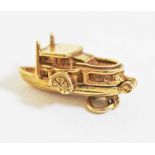 A hallmarked 9ct gold charm formed as a paddle steamer, wt. 6.1g.