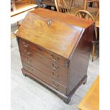 A Georgian mahogany bureau, width 94cm, depth 53cm & height 101cm.