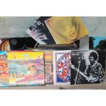 A box containing approx. 21 LPs including Jimi Hendrix, The Greatful Dead, The Beatles, Pink