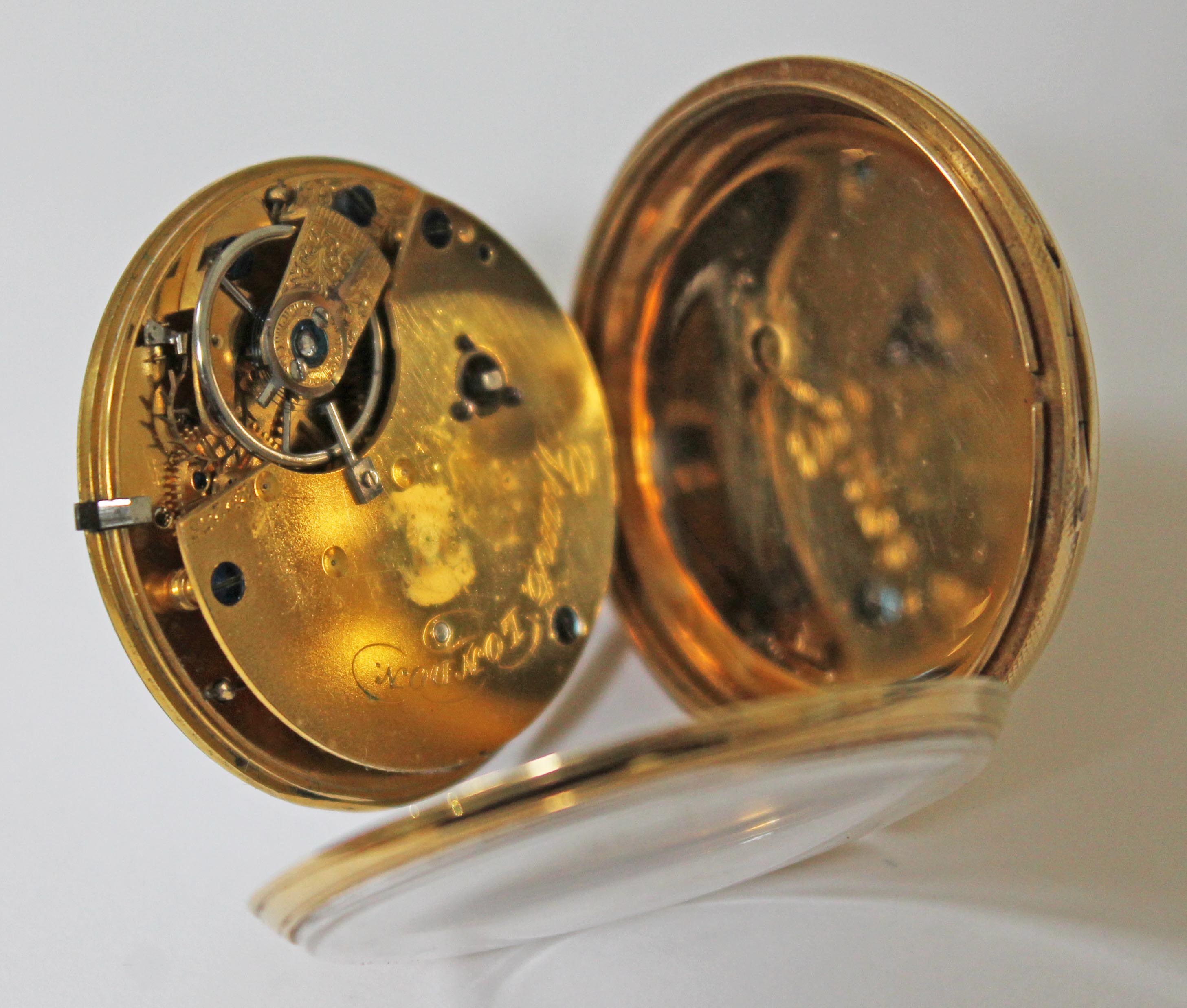 An early Victorian 18ct gold pocket watch with open face pocket watch, enamel dial with Roman - Image 6 of 7