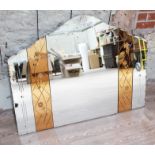 An Art Deco over mantle mirror, 122cm x 91cm.