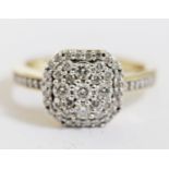 A hallmarked 9ct gold diamond cluster ring, total approx. diamond wt. 0.505 carats, gross wt. 3.