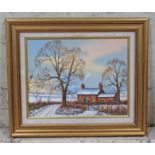 Burke, winter landscape, oil on board, signed, glazed and framed 52cm x 44cm.