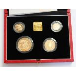 1999 United Kingdom gold proof four coin set comprising half sovereign, sovereign, two pound coin