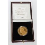 1997 Golden Wedding gold proof crown, boxed with certificate.
