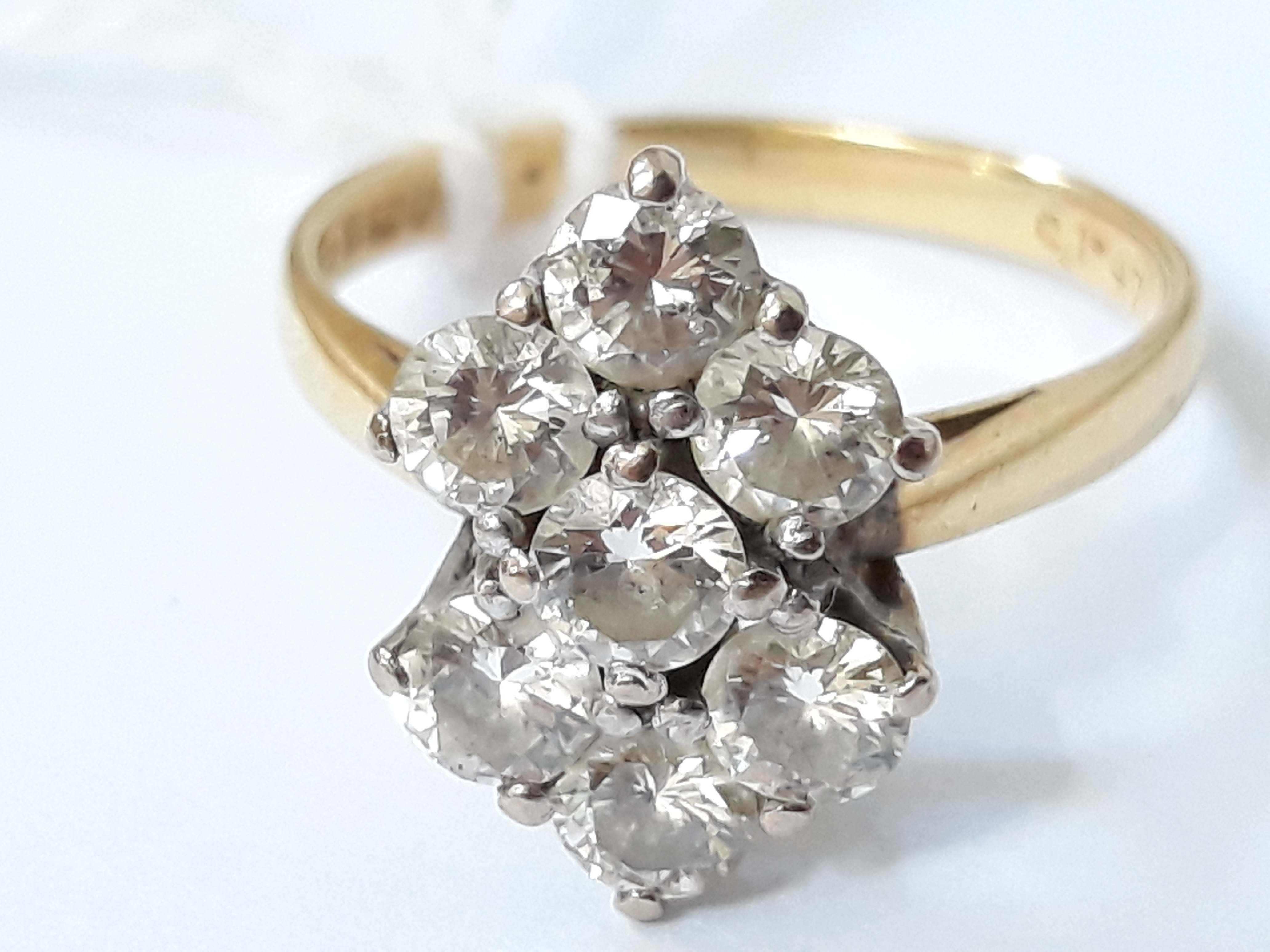 A seven stone diamond ring, total approx. diamond weight 1.40 carats, band hallmarked 18ct gold, - Image 4 of 11
