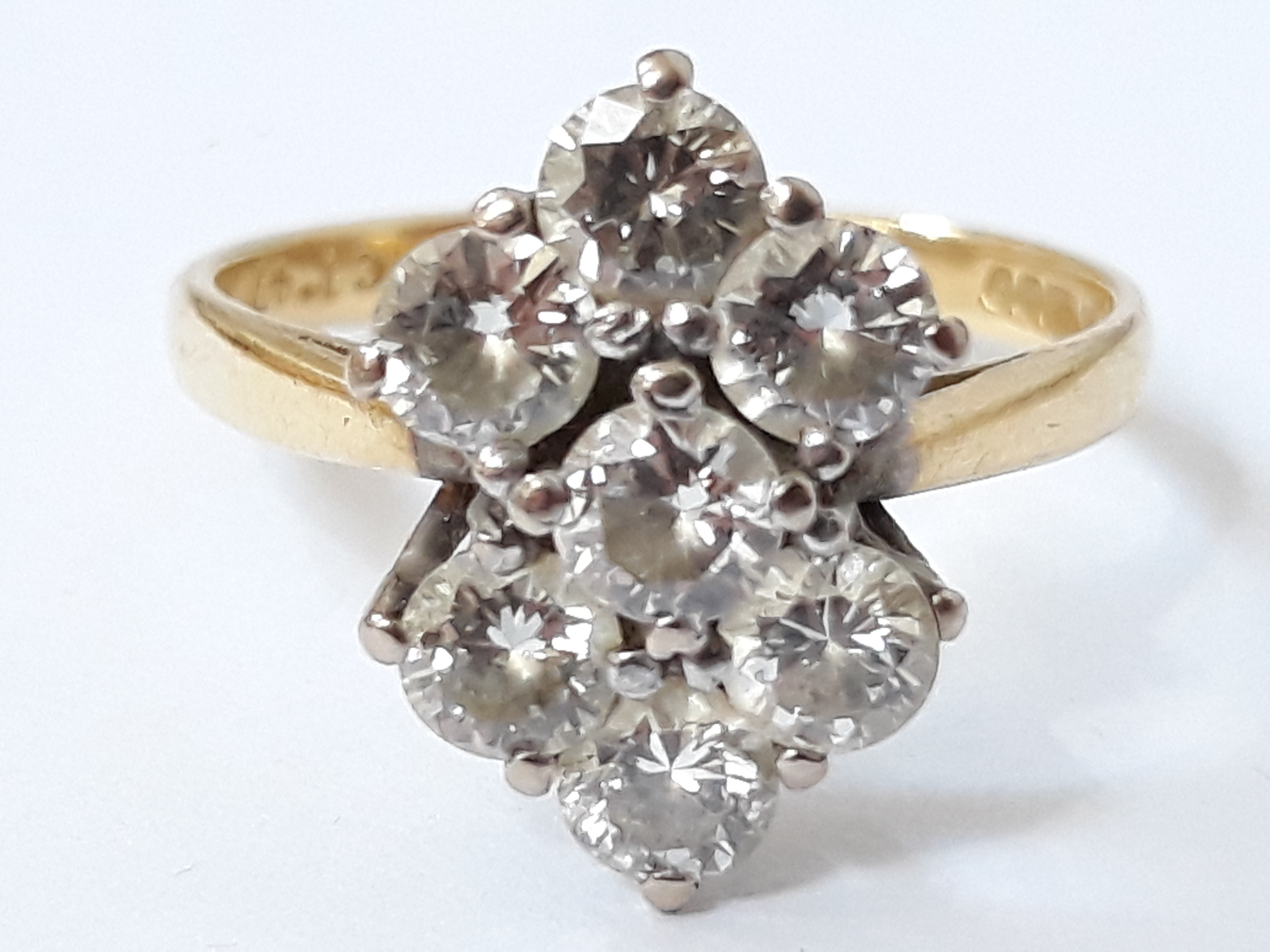 A seven stone diamond ring, total approx. diamond weight 1.40 carats, band hallmarked 18ct gold, - Image 10 of 11