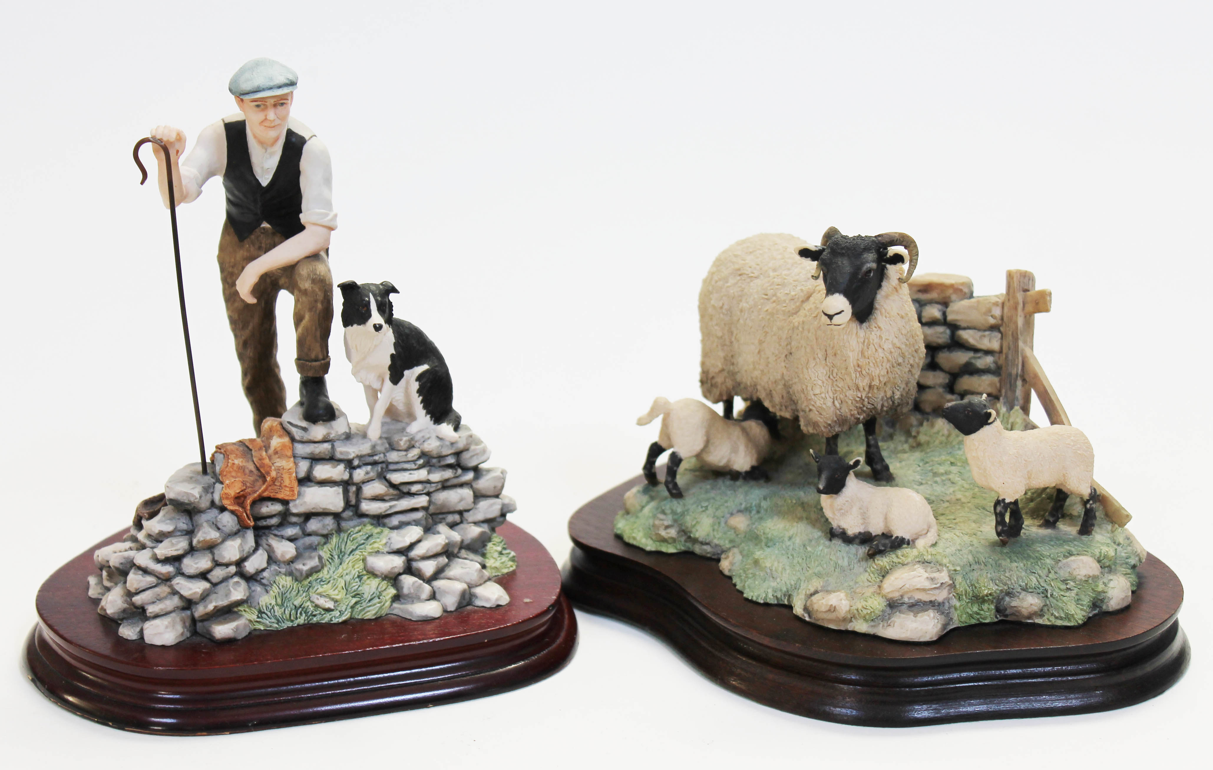 Two Border Fine Arts models 'Time for Reflection' and another of sheep. Condition - good, each model