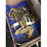 BOX OF BRASS DOOR HANDLES T3