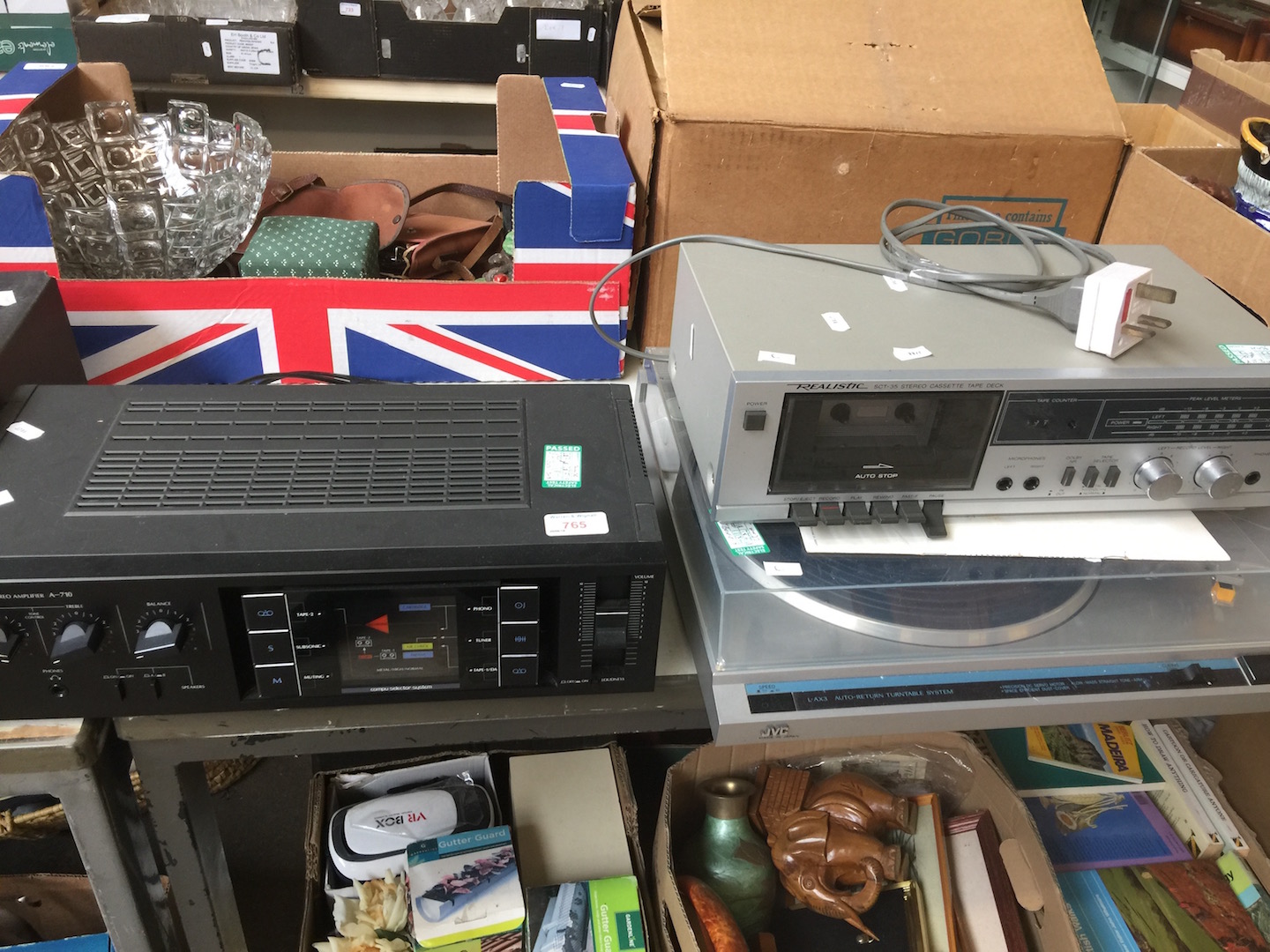 SANSUI AMP, REALISTIC TAPE DECK AND JVC L-AX3 TURNTABLE T2