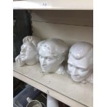 THREE POTTERY HEADS, 'GONE WITH THE WIND' CHARACTERS