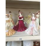 SIX COALPORT LADIES OF FASHION FIGURINES AND ONE ROYAL DOULTON